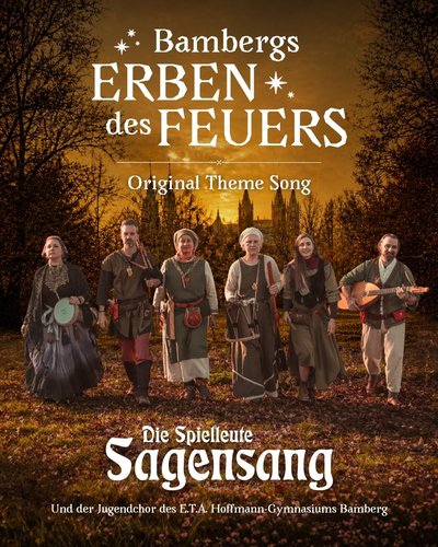 Die Spielleute Sagensang in einer düsteren Bamberg-Szene mit dem Schriftzug 